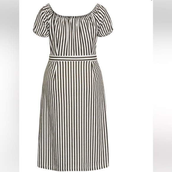 Striped Off-Shoulder Tie Waist Dress - Picture 4 of 4